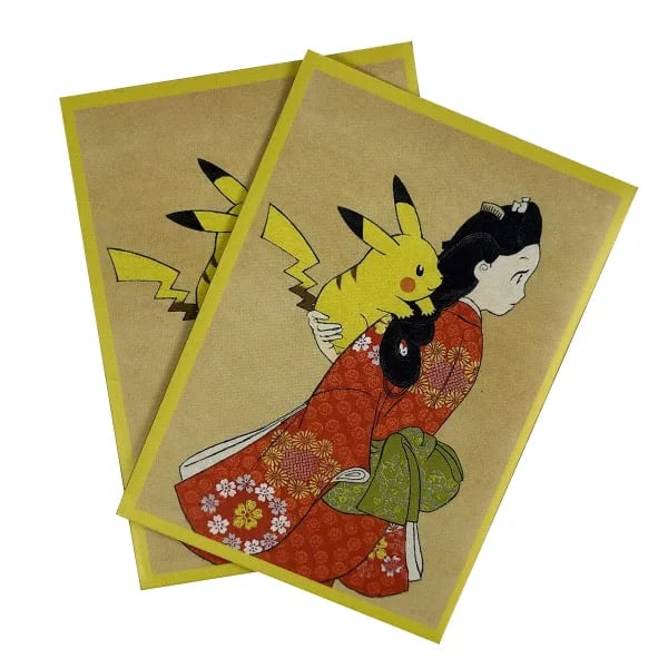 60 uds fundas para tarjetas de Pikachu y belleza PKM tarjetas comerciales de tamaño estándar fundas protectoras PTCG fundas protectoras para juegos regalo 66 × 91mm