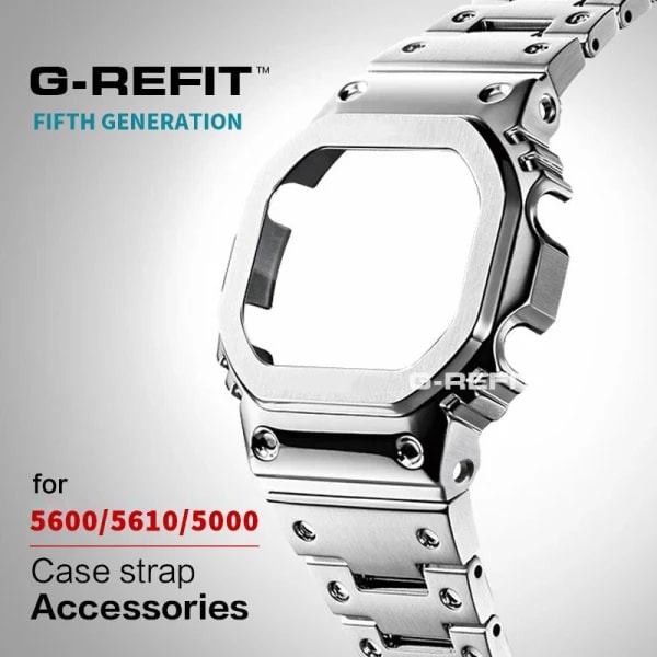 G-refit nuevo GWB5600 GWM5610 bisel de Metal 5610 DW5600 G5600 correa de reloj de acero inoxidable 5600 accesorios de caja de reloj con herramientas