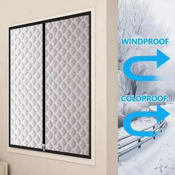 Película de sellado cálida y resistente al viento de algodón para invierno, cortinas con cremallera anticongelante y antifrío para dormitorio, sin necesidad de perforar agujeros