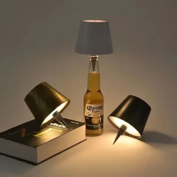 Lámpara de Mesa LED 2025 con Forma de Botella, Táctil, 3 Colores, Recargable, Portátil, Decoración de Escritorio para Bar, Restaurante, Camping, Ambiente