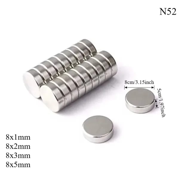 Imán N52 8x1 8x2 8x3 8x5, níquel superpotente, potente disco fuerte, imanes de neodimio, búsqueda de nevera, manualidades DIY