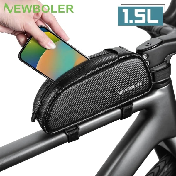 Bolsa para bicicleta NEWBOLER, bolsa portátil para tubo delantero de 1,5 l, bolsa para bicicleta de montaña y carretera, bolsa para bicicleta de gran capacidad, bolsa para ciclismo de EVA