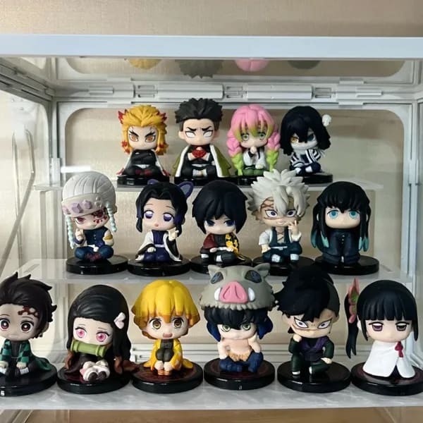 Figura de Demon Slayer de juguete de Anime Kimetsu No Yaiba versión Q sentado Tanjiro Nidouzi Inosuke Zenizu figura de PVC modelo regalos de muñecas