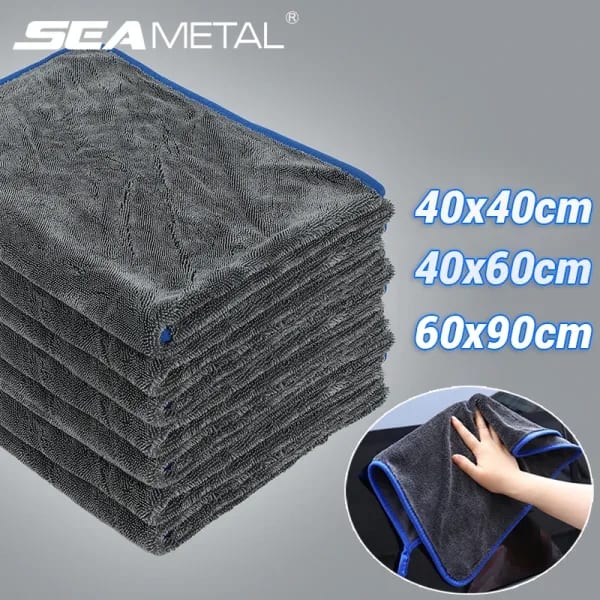 SEAMETAL Toalla de lavado de coches de alta gama, toallas de limpieza de secado rápido súper absorbentes de microfibra, herramienta de lavado de coches de tela retorcida detallada