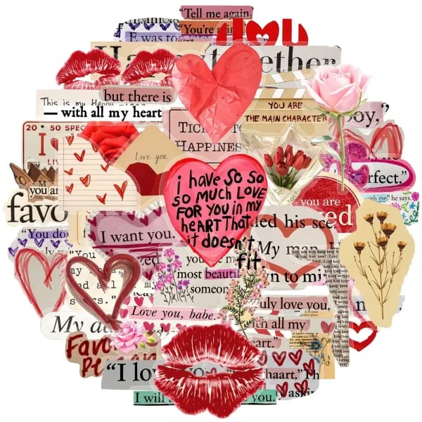 50 Uds amor Día de San Valentín inglés pegatina de mascota lindo Graffiti DIY equipaje Scooter cuaderno pegatina impermeable juguete