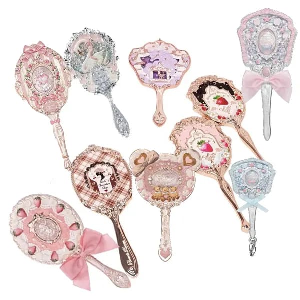 Espejo de Mano Flower Knows Mirror Moonlight Mermaid, Colección THE SWEETIE BEAR, Edición Limitada en Blanco, Azul y Rosa, Espejos de Hadas