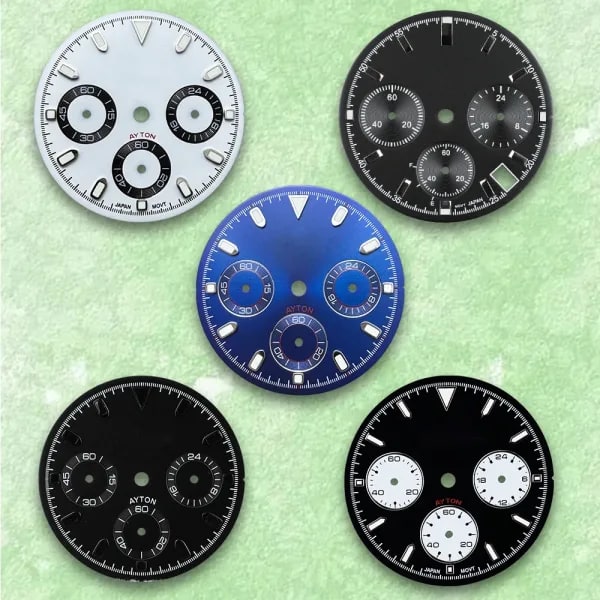 29.5mm VK63 Dial S Logo adecuado para movimiento automático accesorios de modificación de reloj luminoso verde