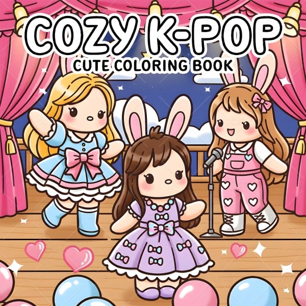 COZY K-POP Libro para colorear con patrones audaz y fácil para adultos Lindo libro de dibujo Regalo perfecto para fiesta y cumpleaños