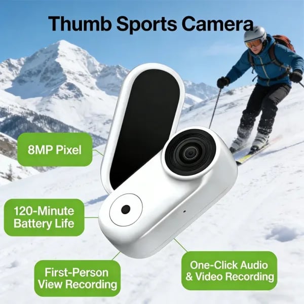 Cámara de pulgar, cámara Digital de bolsillo magnético, impermeable para exteriores, deportes, casco de motociclismo, grabadora de vídeo HD, Mini cámara