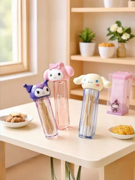 Estuche de viaje para hisopos de algodón, creativo y bonito, con ventana transparente, dispensador portátil de hisopos de algodón y palillos de dientes, 1 unidad