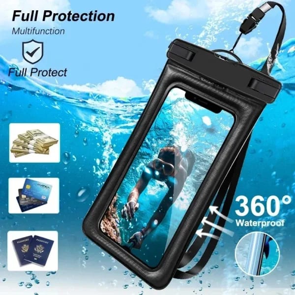 Bolsa Impermeable Transparente para Teléfono de PVC, Bolsa Seca con Pantalla Táctil Luminosa y Cierre Hermético para Natación, Buceo, Aguas Termales y Rafting