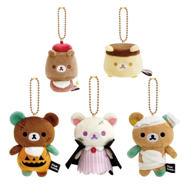 Rilakkuma-colgante de muñeco de peluche de la serie Halloween, llaveros de Anime, adorno para mochila, regalos de cumpleaños para niños y niñas