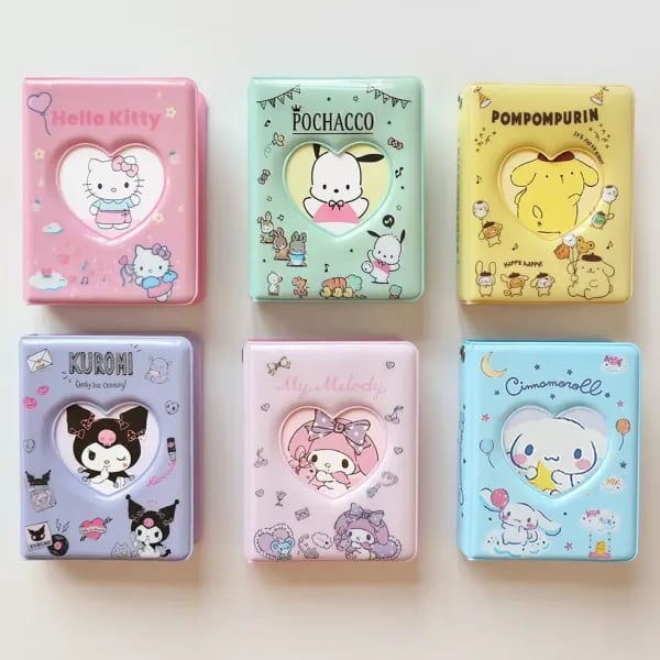 Sanrio-álbum de fotos con libro de tarjetas, Hello Kitty Kuromi Melody Cinnamoroll Pochacco, Mini carpeta de tarjetas para camión de 3 pulgadas, adornos, regalos