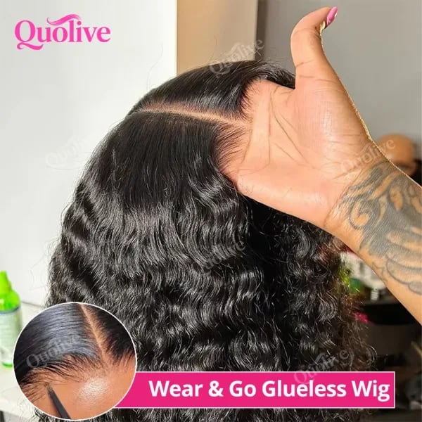 Pelucas sin pegamento, cabello humano Wear And Go Pre Cut 4x4 5x5 Hd, peluca con cierre de encaje, peluca de cabello humano rizado de onda profunda, peluca brasileña con ondas de agua