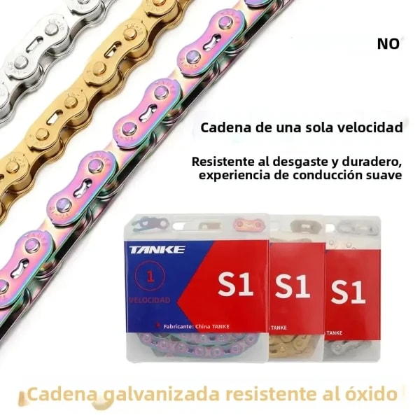 Cadena de Bicicleta de una sola velocidad TANKE, Cadena de Bicicleta de Montaña de 1 Velocidad, 100L, Accesorios de Ciclismo de una sola velocidad, Cadena de BMX eléctrica