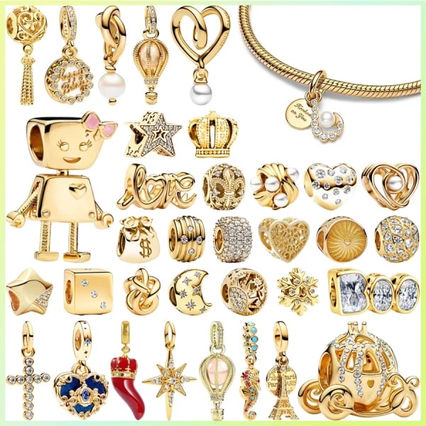 Gran oferta, globo de aire caliente de caballito de mar dorado brillante, estrella del Norte, cuentas de amor escritas a mano, aptas para Pulseras originales, joyería DIY