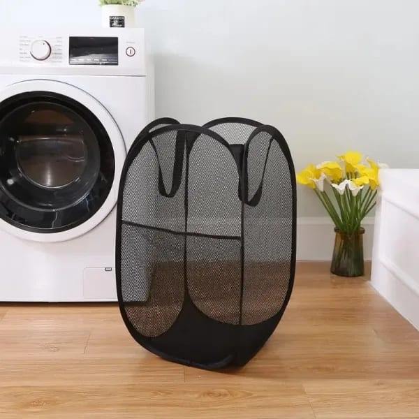 Cesta plegable para ropa sucia de gran capacidad, cubo de almacenamiento de malla para baño, organizador portátil para lavandería