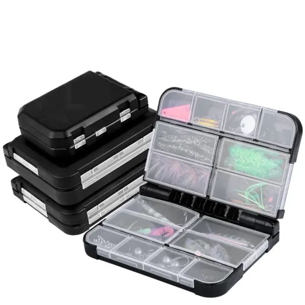 Caja organizadora de aparejos pequeños, Mini cajas de aparejos de celosía 9 10 12 16, organizador de pesca de plástico, contenedores de almacenamiento de aparejos, cajas para moscas