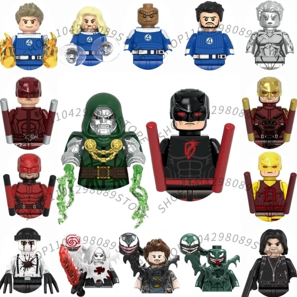 Bloques de Construcción Marvel, Mini Personajes Clásicos, Regalo para Fiestas Infantiles, Juguete de Ladrillos, Daredevil, Venom, Doctor Doom