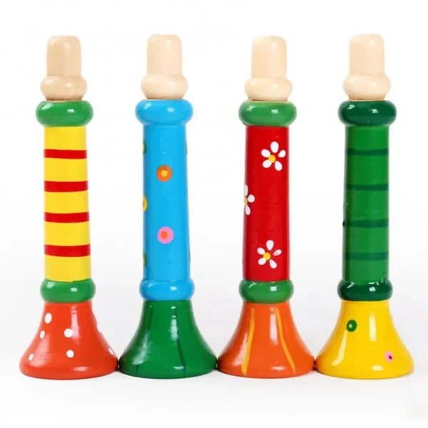 Trompeta de madera para niños, juguete, silbato, instrumento musical para niños, juguetes educativos Montessori, juegos de entrenamiento de sonido, 1 ud.