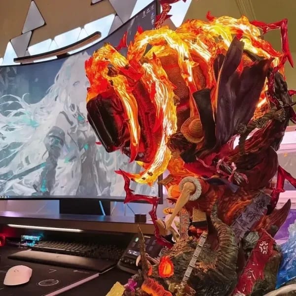 Figura de Anime de One Piece, Luffy con Luces LED, Juguetes Gear 3, Figura de PVC Red Roc, Modelo Coleccionable, Decoración, Regalo de Cumpleaños