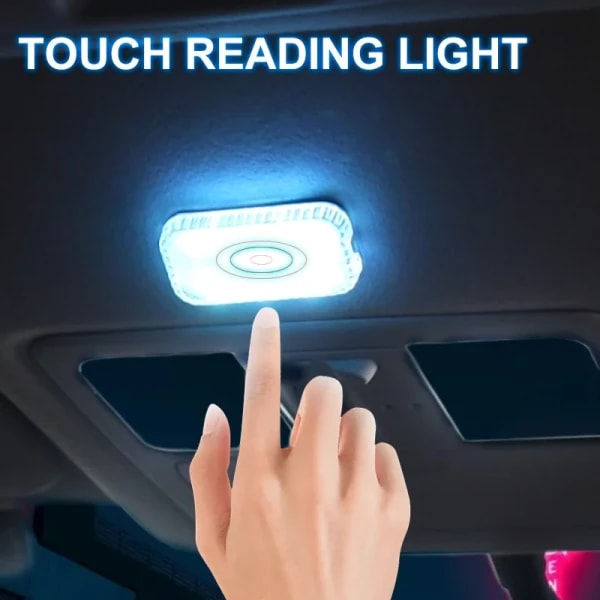 Luz LED táctil, Mini iluminación Interior inalámbrica para coche, lámpara de lectura de techo para techo automático, caja de almacenamiento para puerta, pie, maletero, carga USB