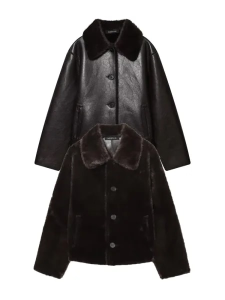 TFMLN Chaqueta de cuero polar de doble cara para mujer, diseño Reversible a la moda, solapa de gran tamaño, Color sólido, ropa de abrigo Retro de invierno