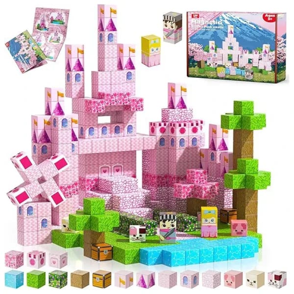 Bloques de construcción magnéticos Mine World, juego de cubos magnéticos STEM Montessori, juguete sensorial para niños y niñas de 3 años +, modelo DIY para niños