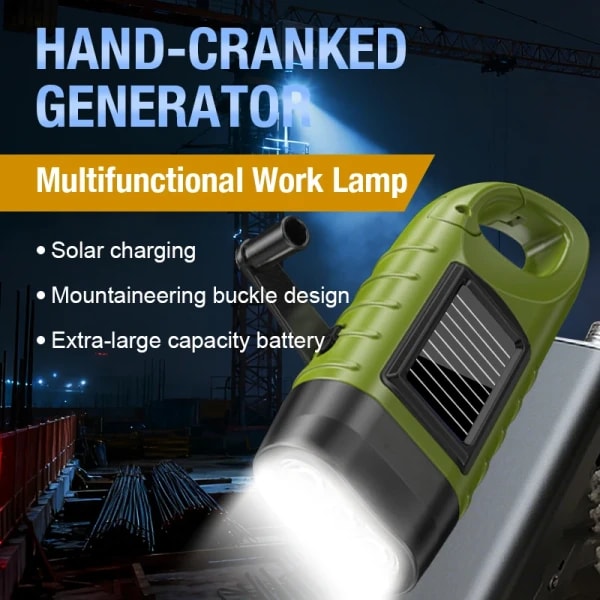 Linterna multifuncional con diseño de hebilla, luz de emergencia exterior, luz de trabajo ABS con carga manual con energía solar