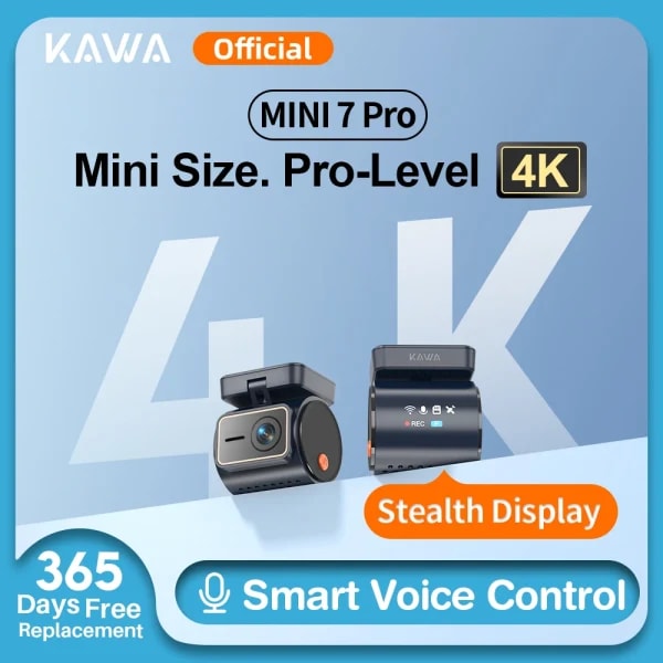 Cámara para coche KAWA 4K MINI 7 Pro, WiFi, con APP/Control por Voz/WIFI6/GPS, grabadora de video automática, HDR.