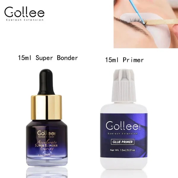 Gollee-pegamento para extensiones de pestañas, imprimación de limpieza de pestañas de 15ml, imprimación de extensión de pestañas duradera súper adhesiva profesional
