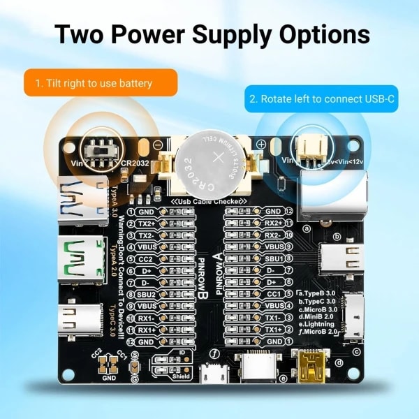Probador de Cables USB Tipo-C, Tipo-B, Micro, Placa de Prueba de Cortocircuito, Detección de Anomalías en Cables de Datos para iOS y Android