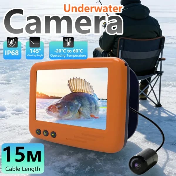 Cámara de Pesca Submarina con Pantalla LCD de 4.3 Pulgadas, Buscador de Peces en el Hielo, Cámara de Pesca de Invierno con Visión Nocturna y Cable de 15m