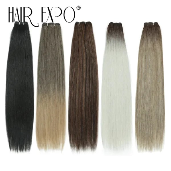 Mechones de cabello liso biológico de 26 ", extensiones de cabello de fibra sintética de fibra Natural suave y resistente al calor, tejido de cabello liso de proteína