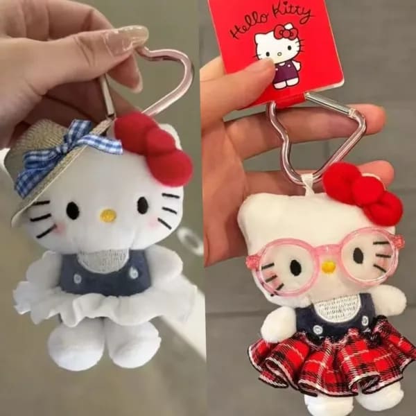 Sanrio Hello Kitty periférico muñeca llavero lindo moda gafas de sol Kt gato llavero mochila juguete de peluche llavero regalos de cumpleaños