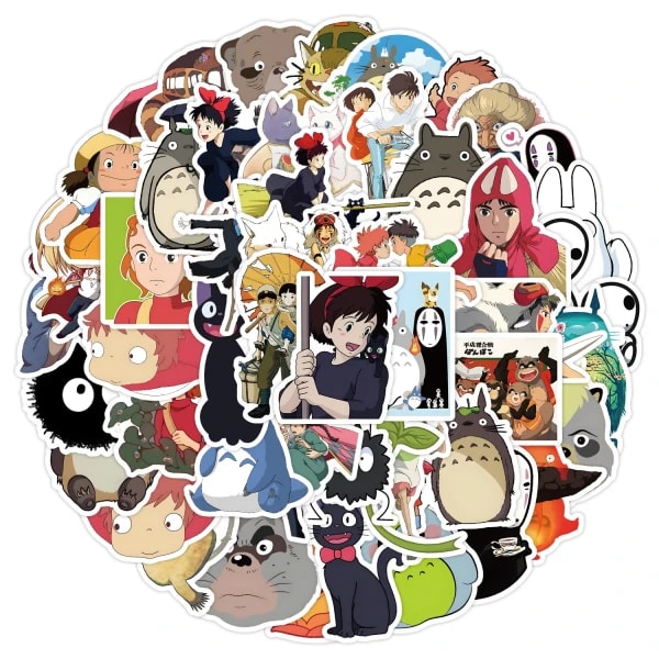 50 Uds. De pegatinas de dibujos animados brillantes Ghibli Hayao Miyazaki, calcomanías de Totoro para teléfono, portátil, maleta, Notebook, pegatinas impermeables