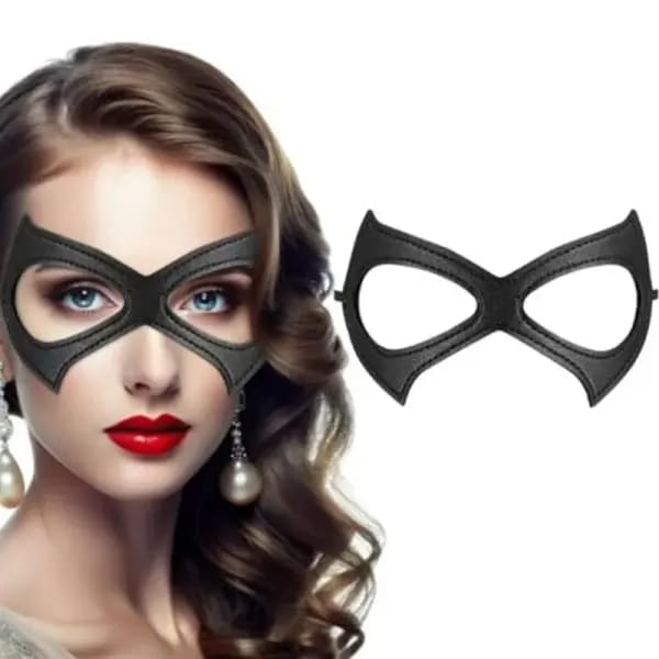 Máscara de gato de cuero ajustable para Cosplay Mardi Gras Ball disfraz de Halloween tamaño adulto con agujeros para los ojos