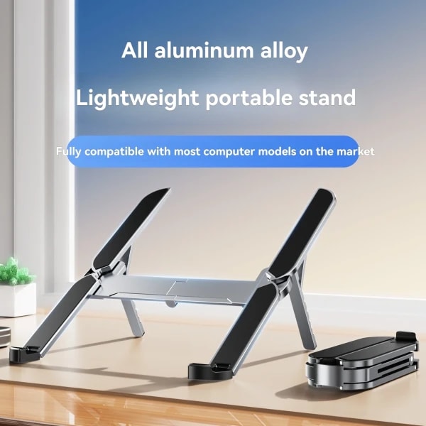 Mini soporte plegable de Metal para ordenador portátil, soporte portátil de ángulo ajustable para portátiles de 10-17 pulgadas, Ideal para viajes en casa y oficina
