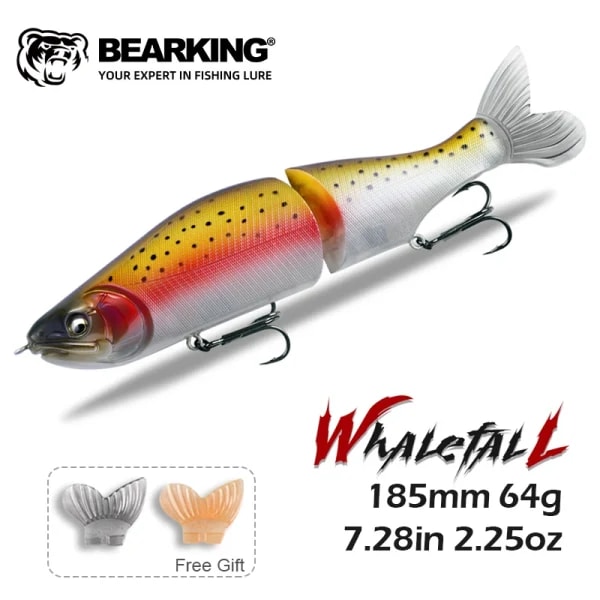 Señuelo de Pesca BEARKING, 185 mm, 64 g, 2.25 oz, Señuelo Articulado Tipo Minnow, Cuerpo de ABS con Cola Suave, Señuelos de Natación, Señuelo Suave para Lucio y Lubina