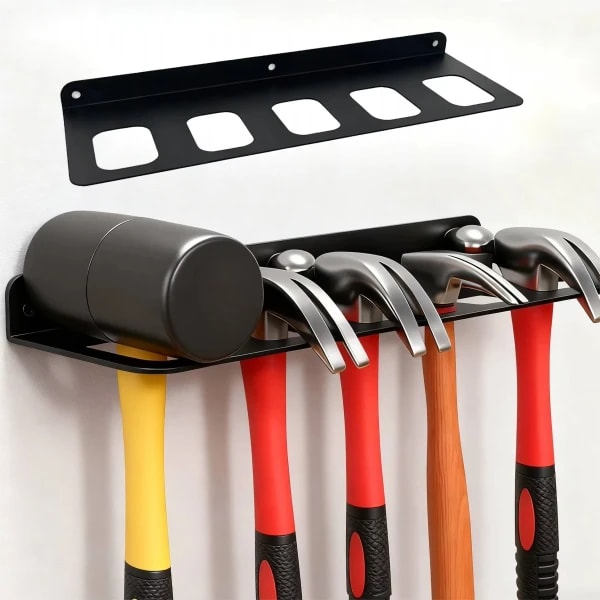 Estante para martillos montado en la pared de alta resistencia, portaherramientas de metal resistente, ganchos para herramientas de alta capacidad para garaje, taller