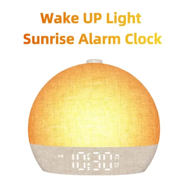 Reloj despertador Sunrise con luz de despertador, máquina de sonido de ruido blanco con 30 sonidos relajantes, luz nocturna regulable para regalo para dormir pesado