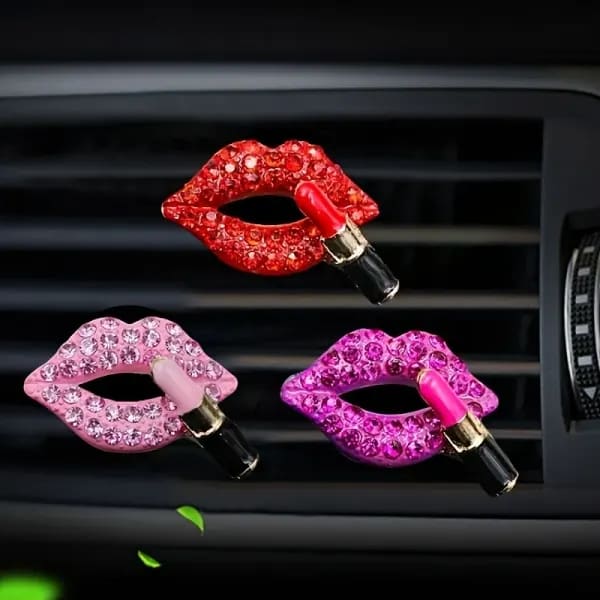 Clip Aromatizante para Salida de Aire de Coche, Clip con Forma de Labios Rojos de Diamante, Clips de Perfume, Clip Aromatizante, Ambientador para Coche, Accesorios para el Interior del Automóvil