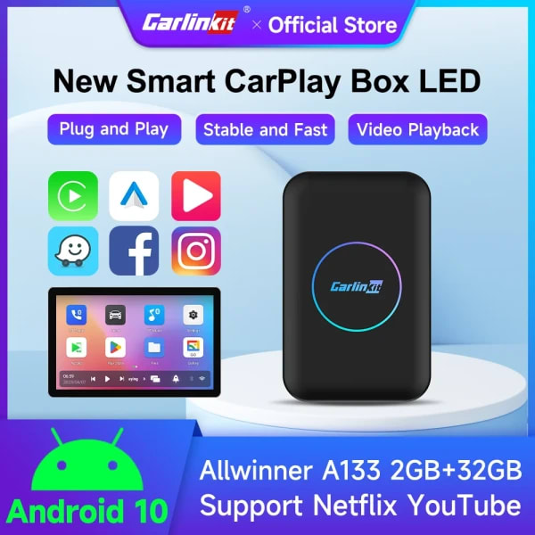 2024 CarlinKit Smart Mini CarPlay Ai Box 2G+32G Car Play Video TV Box Streaming Box para Netflix inalámbrico Android Auto CarPlay para CarPlay con cable o coches Android Auto