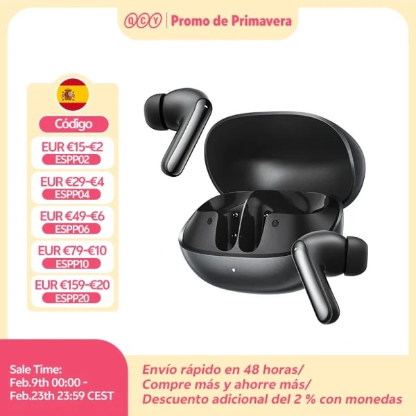 QCY Melobuds N20 HT20 auriculares inalámbricos Bluetooth 6,0-50dB adaptables ANC 13mm controladores auriculares 6 micrófonos llamadas HD auriculares 40 horas