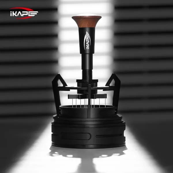 IKAPE V3 Espresso Rotary WDT, agitador de café con embudo dosificador y soporte, herramienta de distribución de agitador de café expreso para Barista