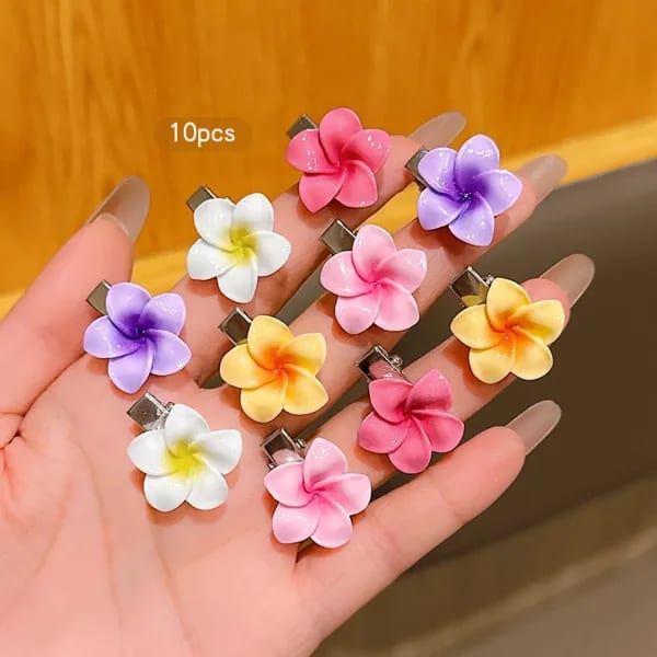 10 pinzas para el cabello con flores coloridas, dulces y versátiles, que no dañan el cabello (color aleatorio), perfectas para accesorios para el cabello de uso diario