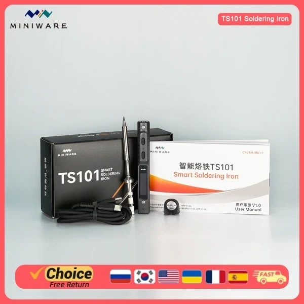 MINIWARE TS101 soldador portátil PD3.1 90W OLED TS100 versión mejorada temperatura ajustable Digital