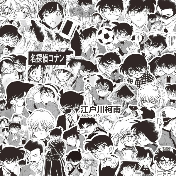 84 Uds Detective Conan Anime pegatinas blancas y negras calcomanías de grafiti decoración DIY teléfono portátil papelería PVC juguetes impermeables regalo