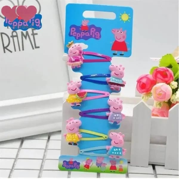 E-STRONG 2025 Peppa Pig Horquillas Cuerda para el cabello Kawaii Peppa Pig George Horquillas Cuerda para el cabello Clip Bb
