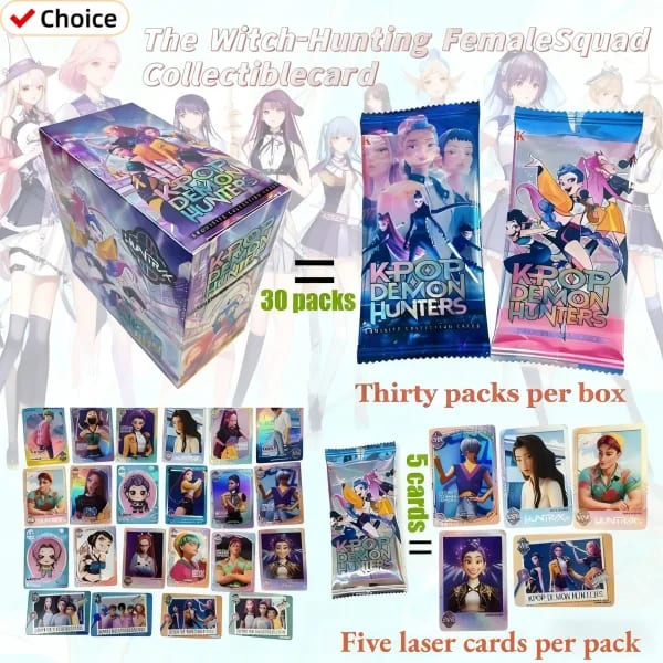 Tarjeta coleccionable de cazadores de demonios Kpop, caja ciega de Huntrix Rumi Mira Zoey, personaje, tarjeta Flash láser, regalos sorpresa misteriosos